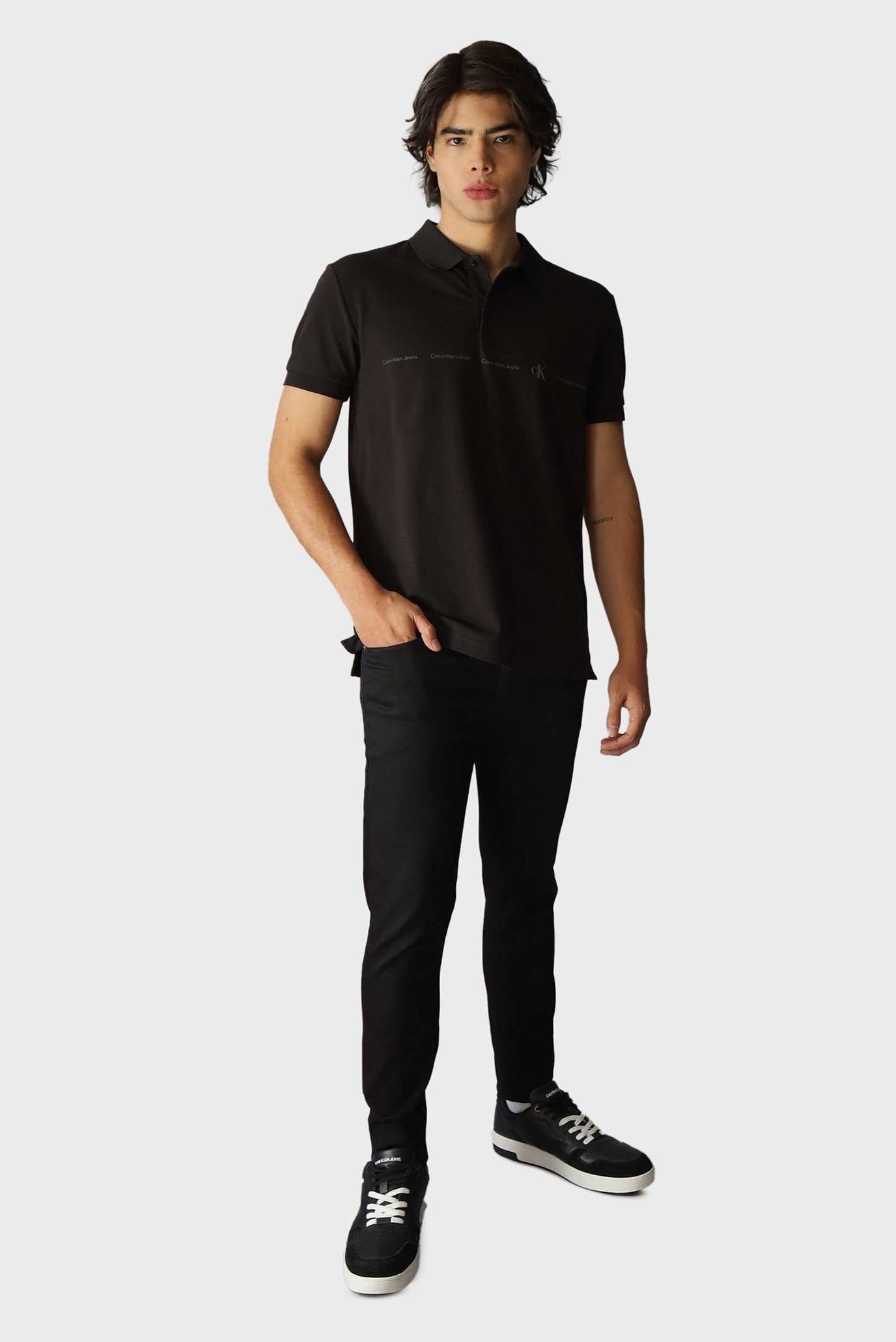 Мужское черное поло LOGO REPEAT POLO 5