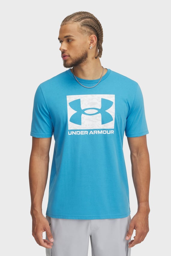 Мужская голубая футболка UA ABC CAMO BOXED LOGO SS