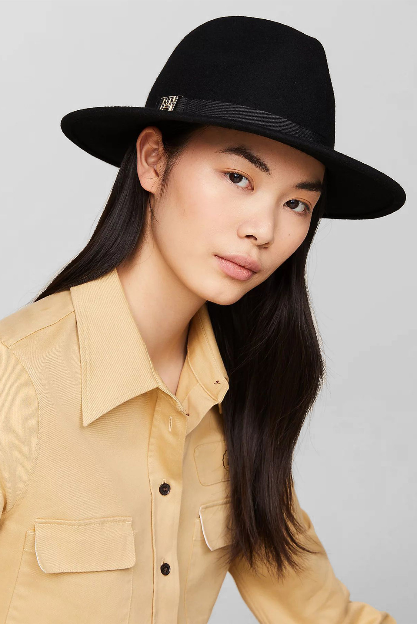 Женская черная шерстяная шляпа TH DISTINCT FEDORA 2