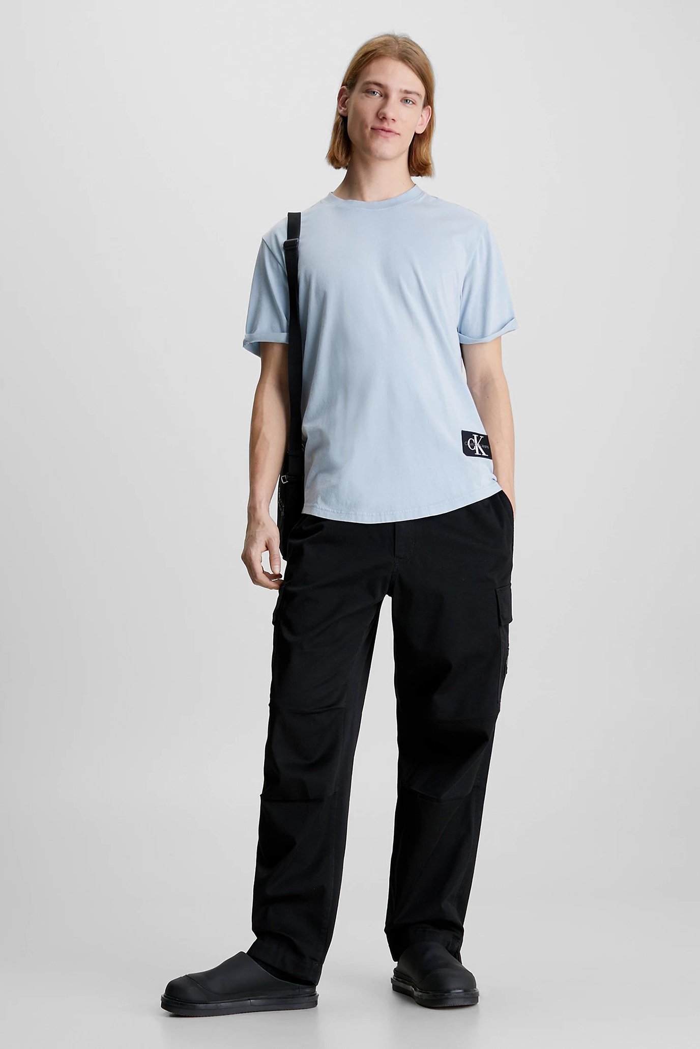 Мужская голубая футболка WASHED MONOLOGO BADGE TEE 2