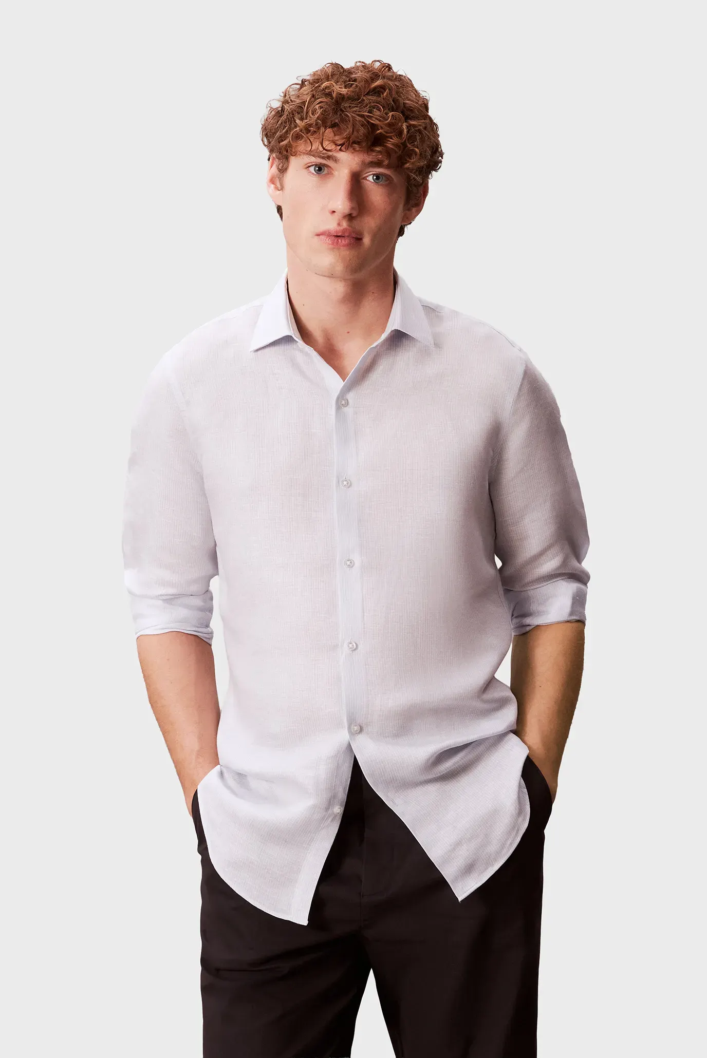 Рубашка SLIM REF LINEN BLD STP 1