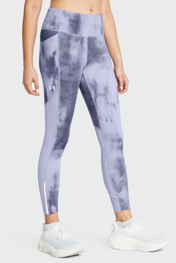Женские сиреневые тайтсы UA Fly Fast Ankle Print Tgt