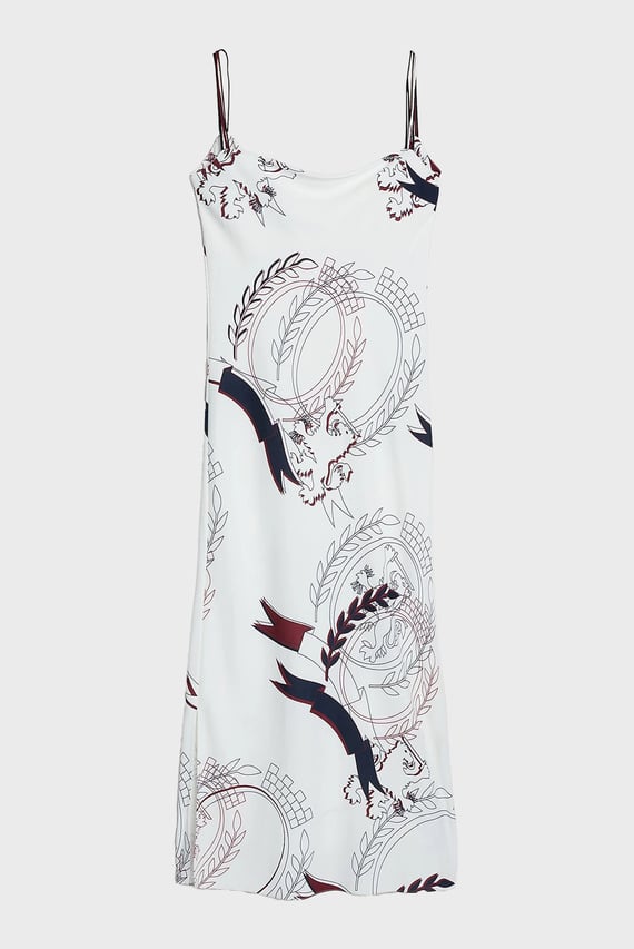 Женское белое платье с узором THC SLICED CREST SLIP DRESS