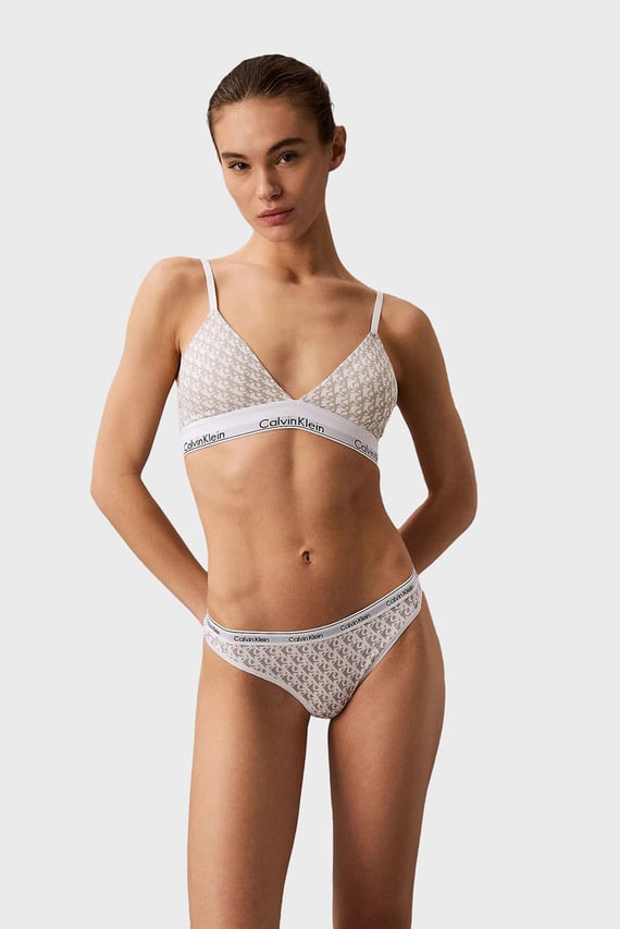 Женские белые трусики с узором THONG