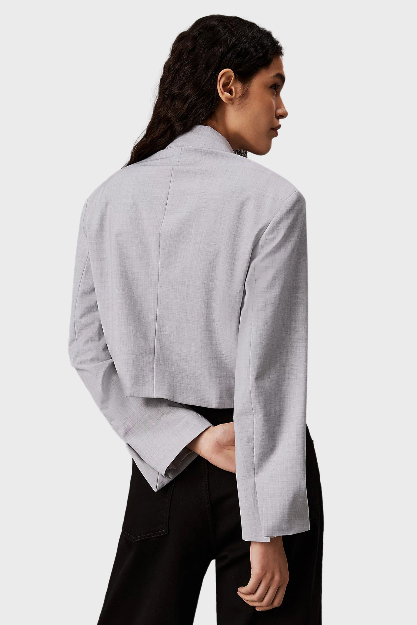 Женский серый шерстяной жакет WOOL BLEND SHORT 3