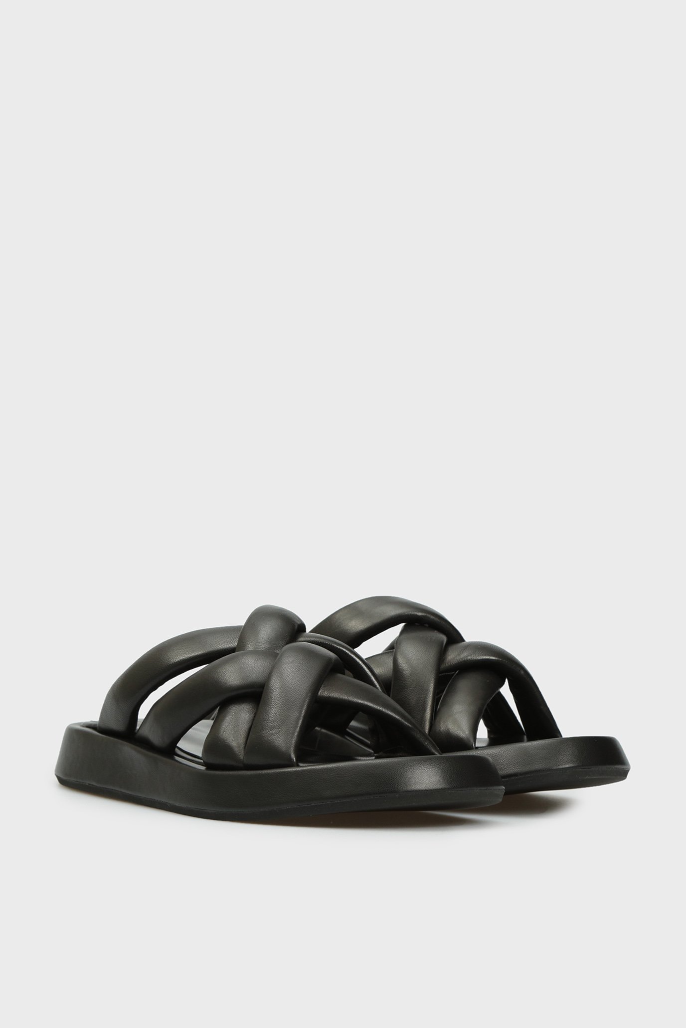 Женские черные кожаные слайдеры Campania 3