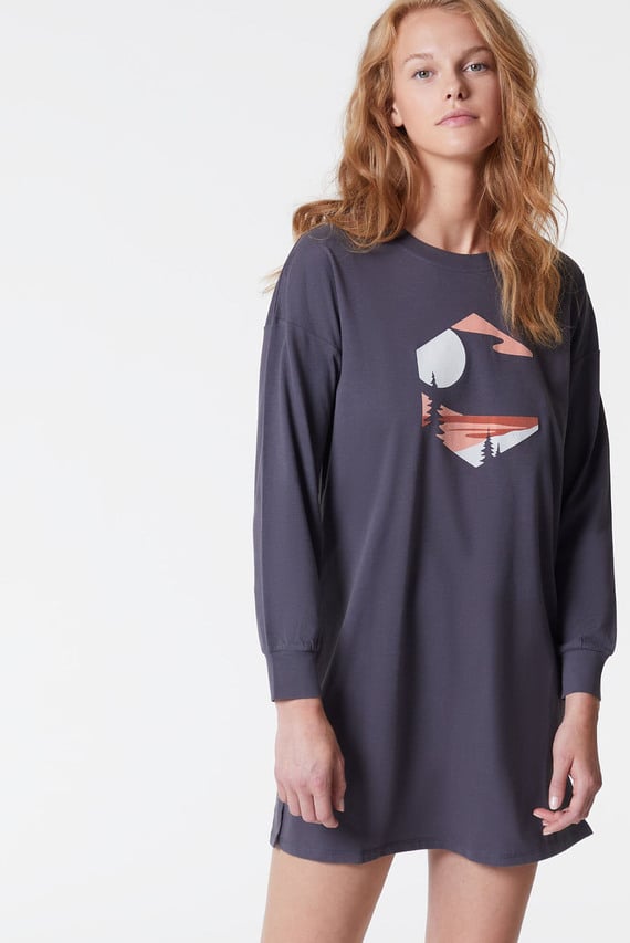 Женская темно-серая ночная рубашка HOPI Женская темно-серая ночная рубашка HOPI