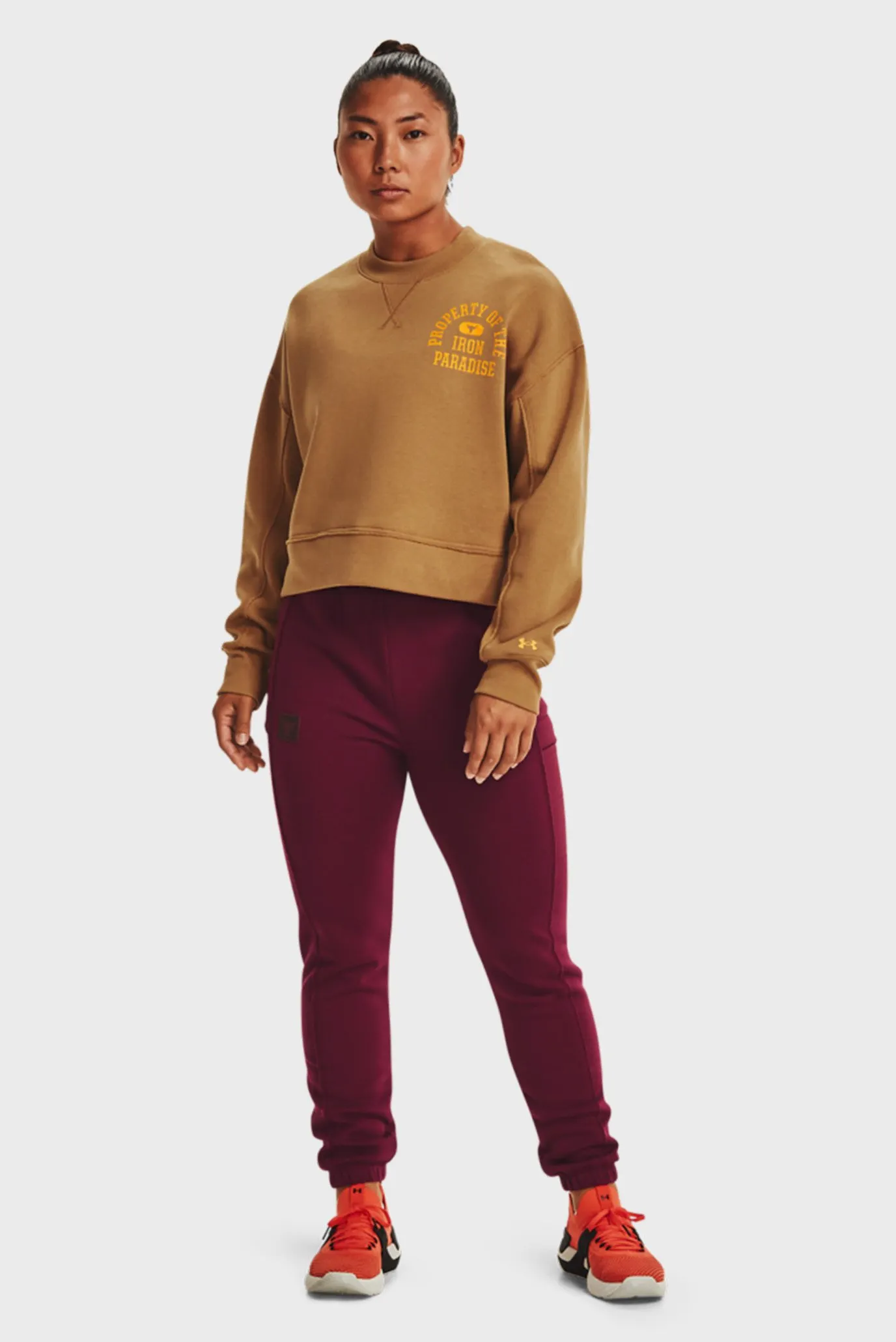 Женские бордовые спортивные брюки UA Prjct Rock Fleece Pant 2