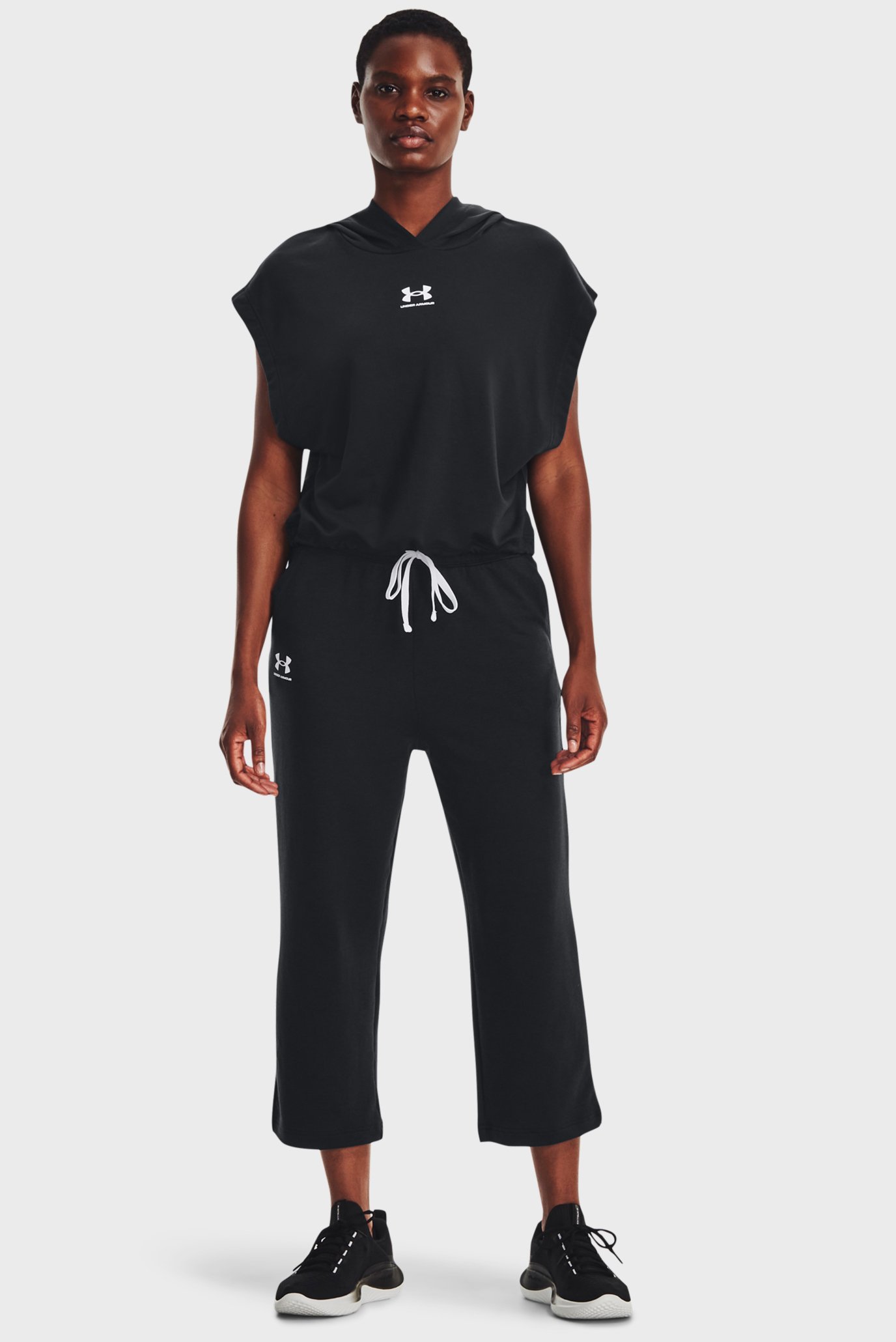 Женское черное худи UA Rival Terry SS Hoodie 2