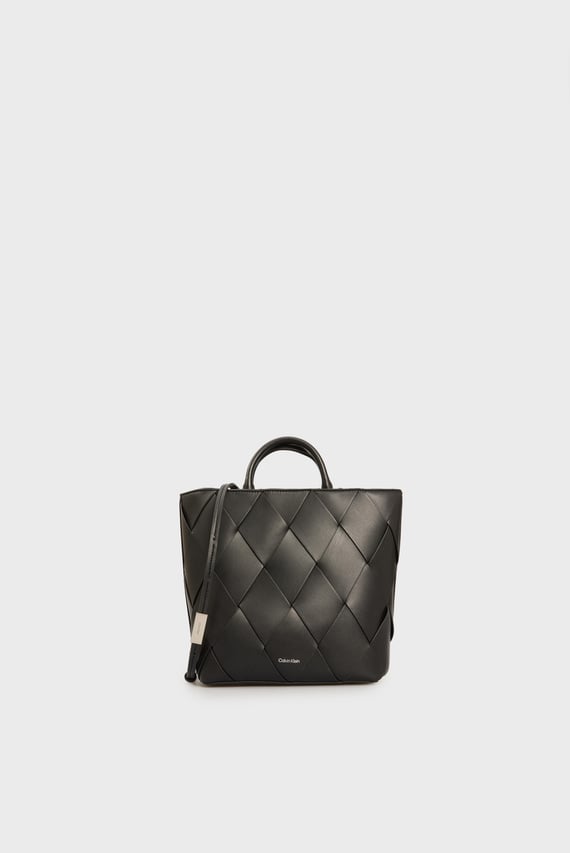 Женская черная сумка CK WOVEN MEDIUM TOTE