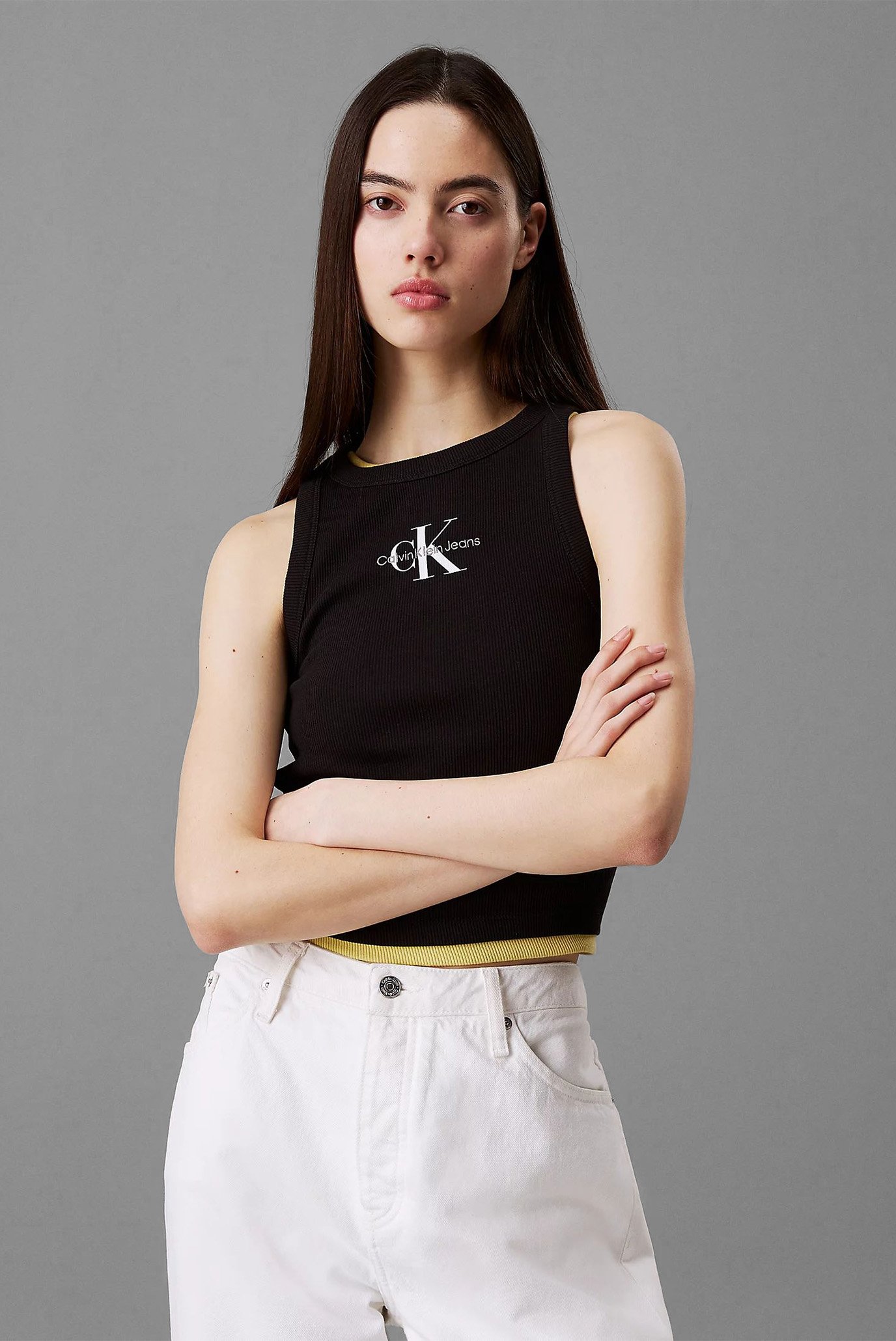 Женская черная майка MONOLOGO RIB TANK TOP 1