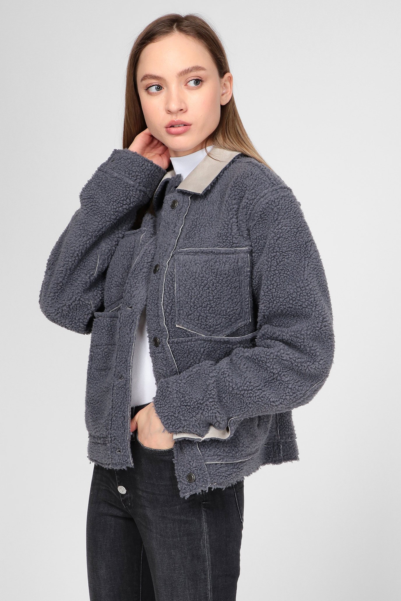 Мужская серая куртка  Lewis Hamilton FAUX SUEDE JKT 8