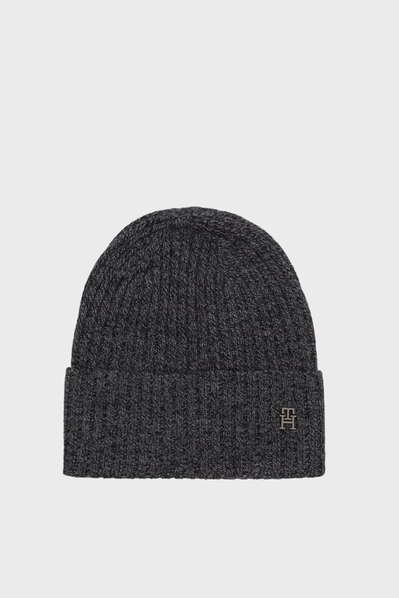 Мужская темно-серая шерстяная шапка TH IMD CASH BLEND BEANIE