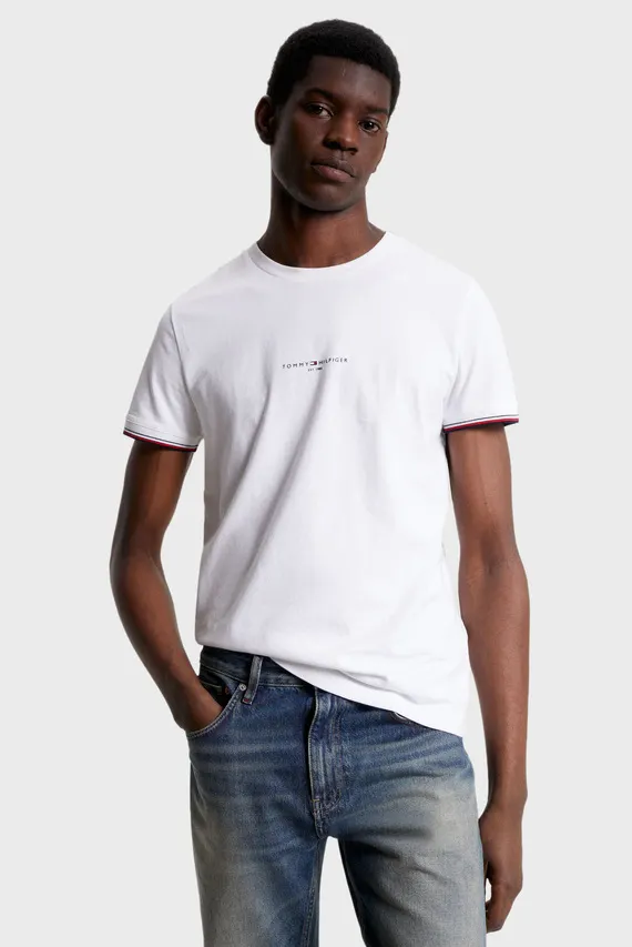 Мужская белая футболка TOMMY LOGO TIPPED TEE Tommy Hilfiger