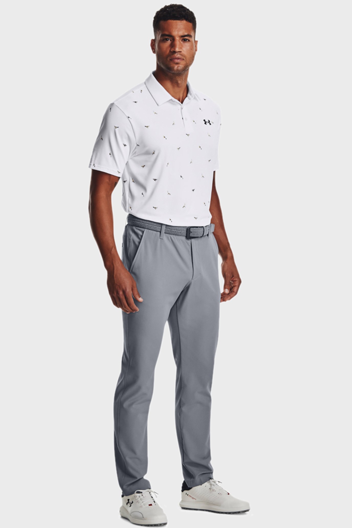 Мужское белое поло с узором UA Playoff Polo 2.0 Under Armour Мужское белое поло с узором UA Playoff Polo 2.0 2