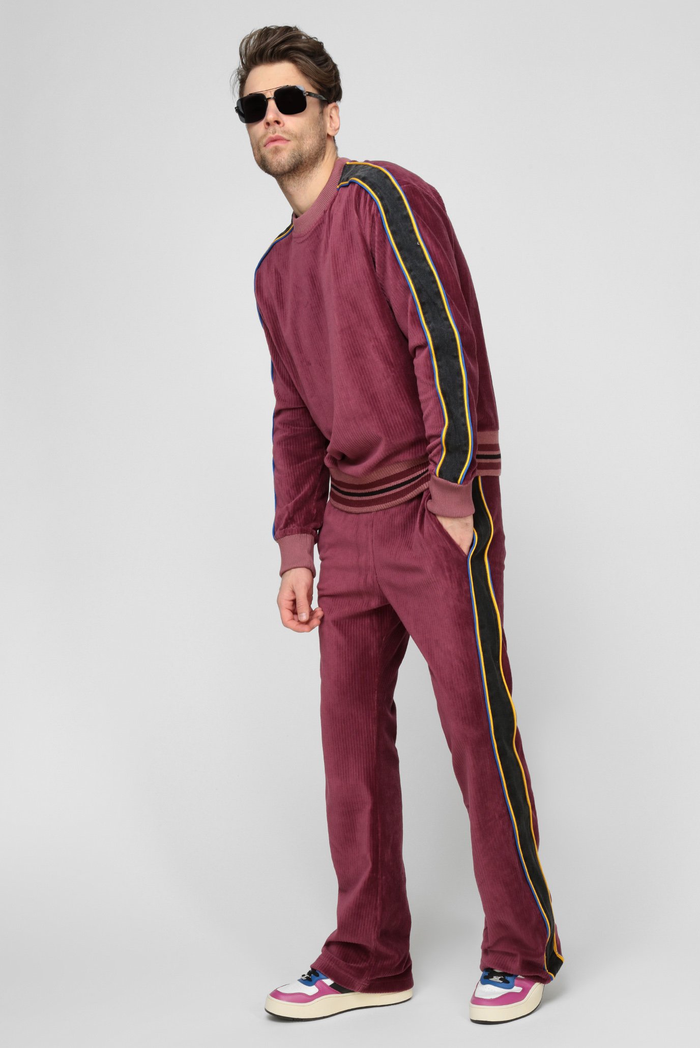 Мужской бордовый вельветовый свитшот MEYER 6