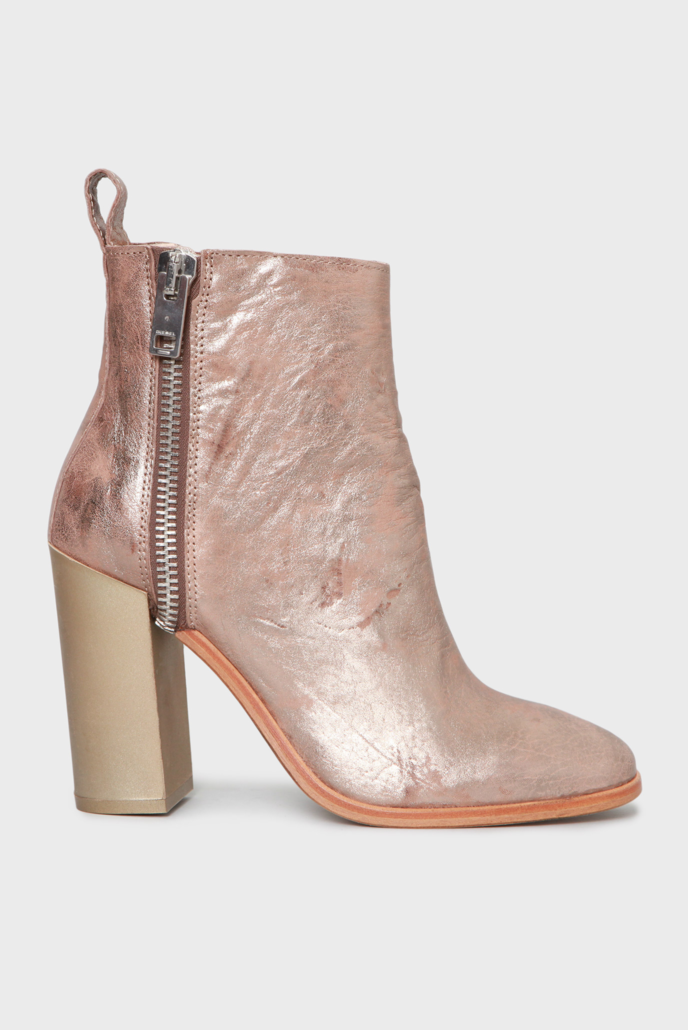 Женские золотистые кожаные ботильоны 6