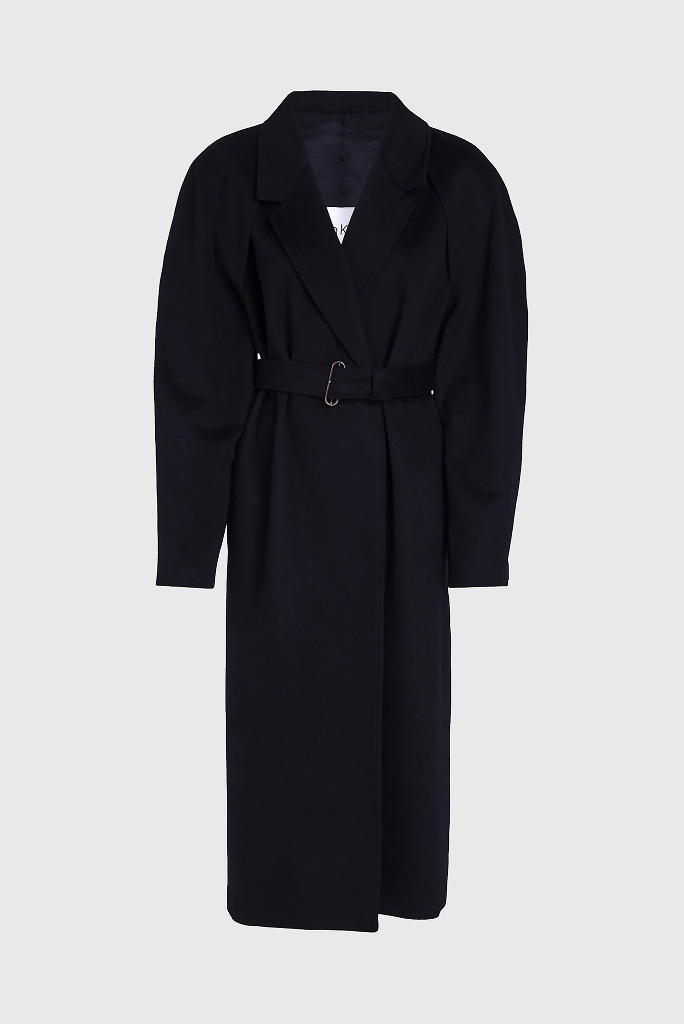 Женское черное шерстяное пальто CUT OUT WOOL WRAP COAT 5