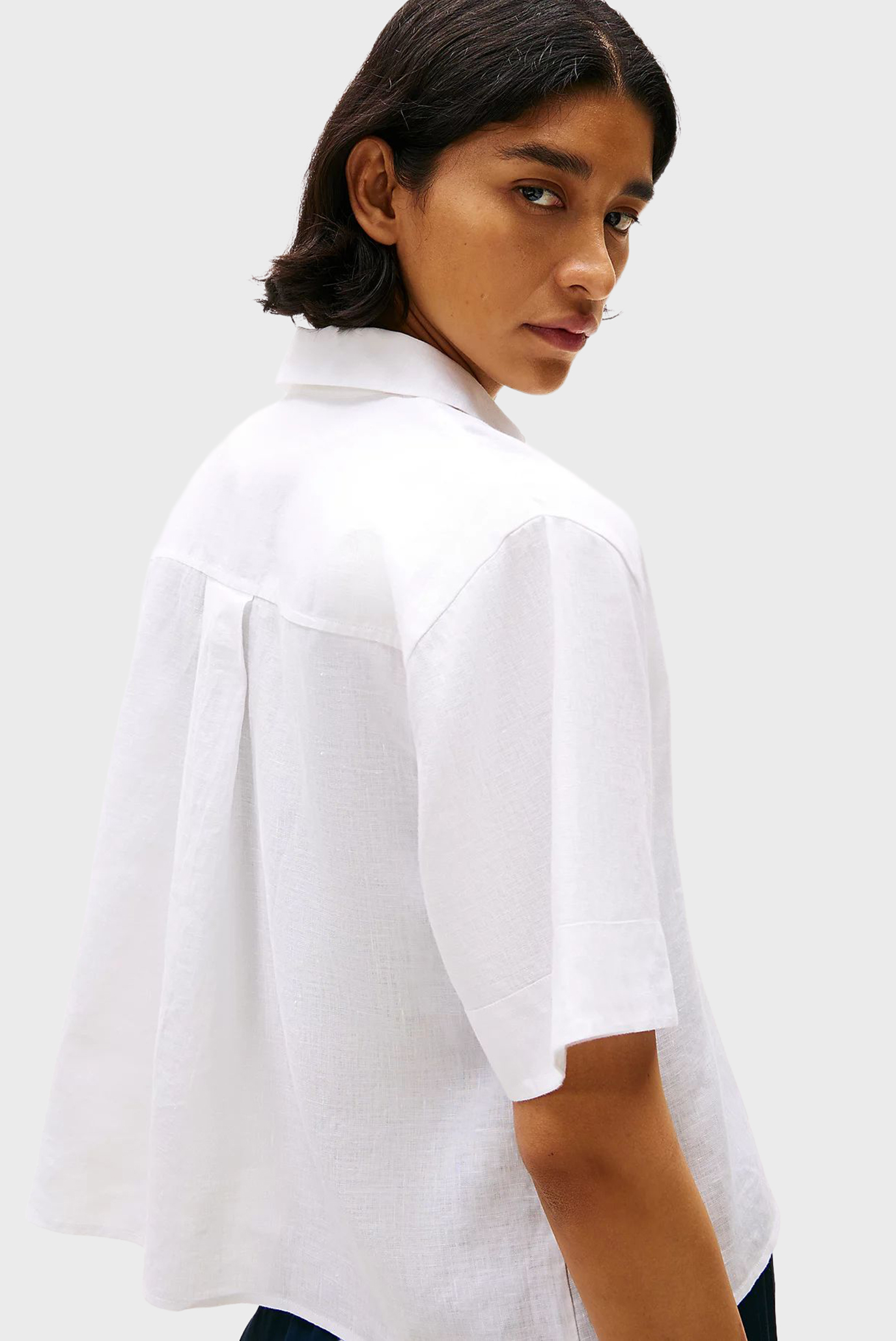 Женская белая льняная рубашка ESSTommy Hilfiger Женская белая льняная рубашка ESS 5