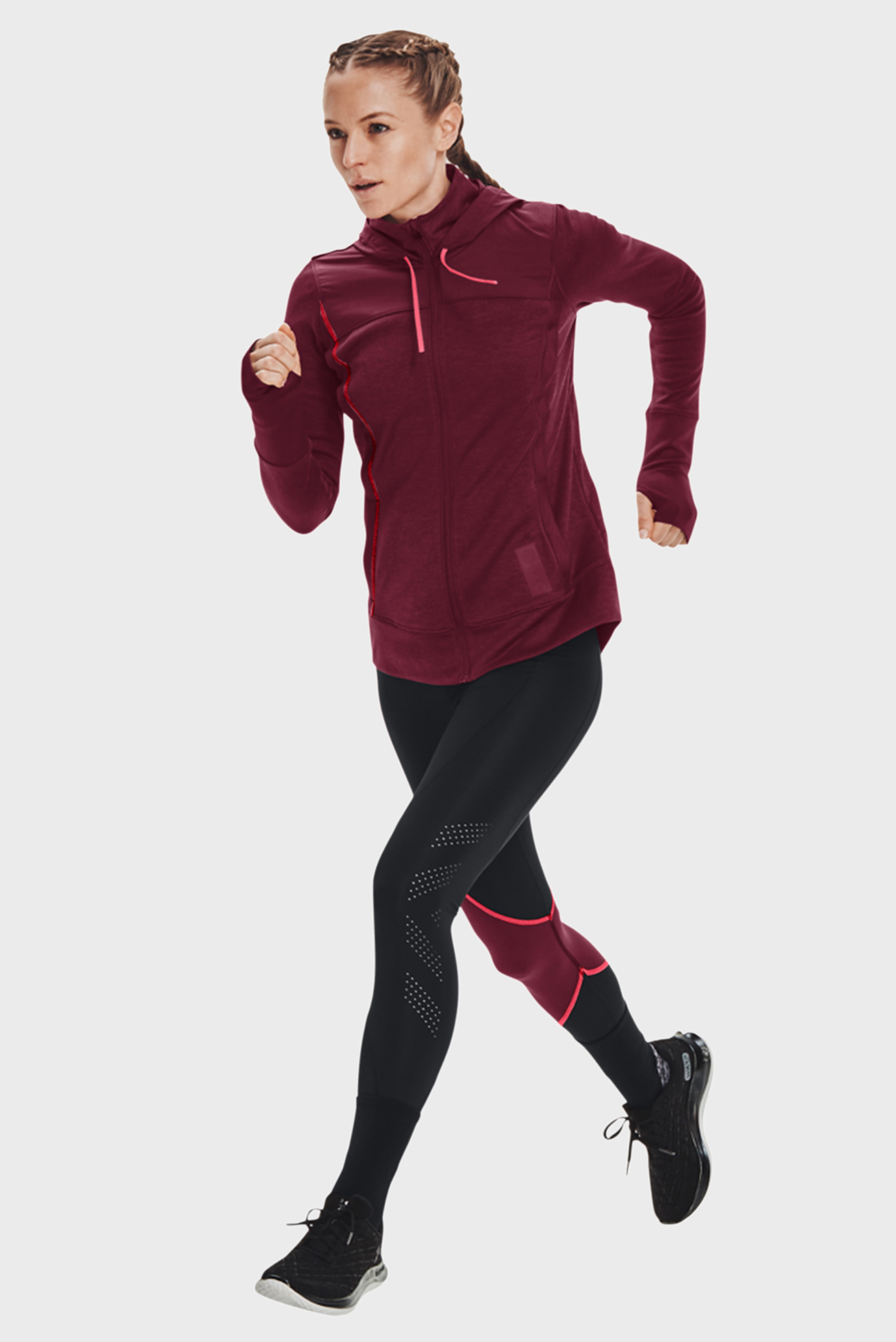 Женское бордовое худи UA Run Anywhere Hybrid Jkt 7