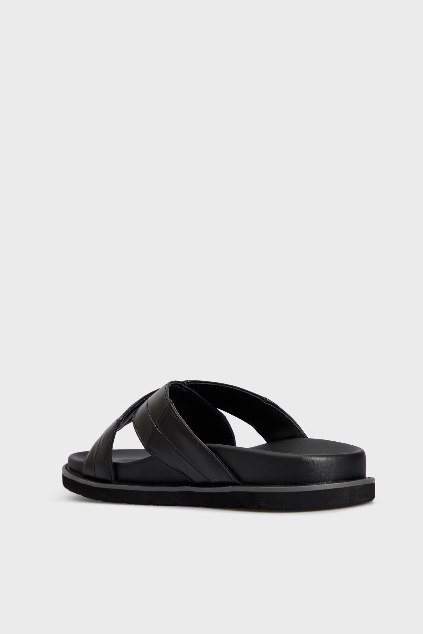 Мужские черные кожаные слайдеры 5