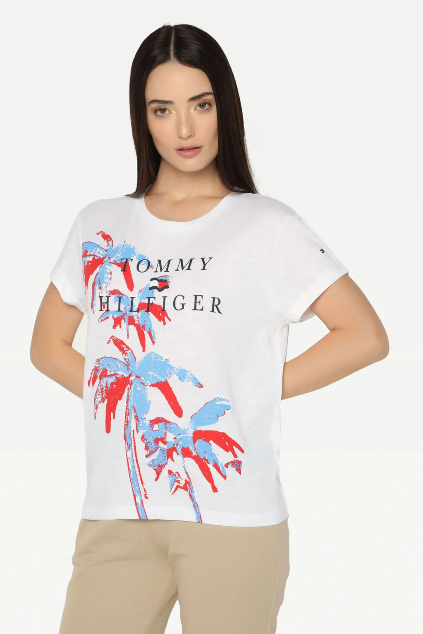 Женская белая футболка REGULAR SLUB FLORAL C-NK TEE 6