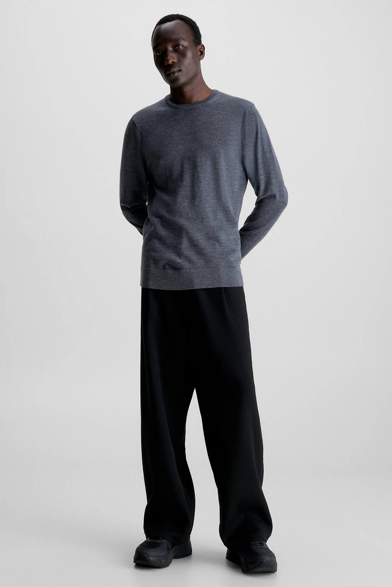 Мужской серый шерстяной джемпер SUPERIOR WOOL CREW NECK 2