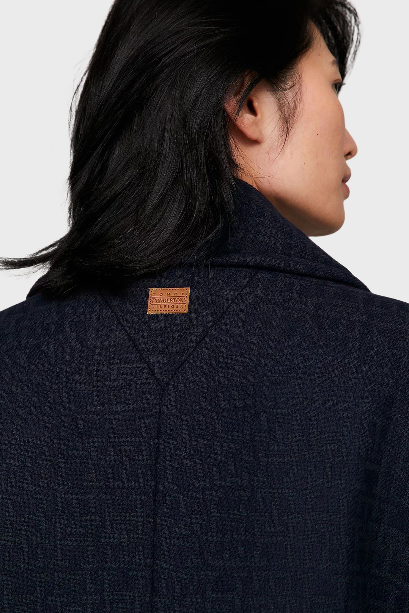 Темно-синее пальто с узором Tommy x Pendleton (унисекс) 2