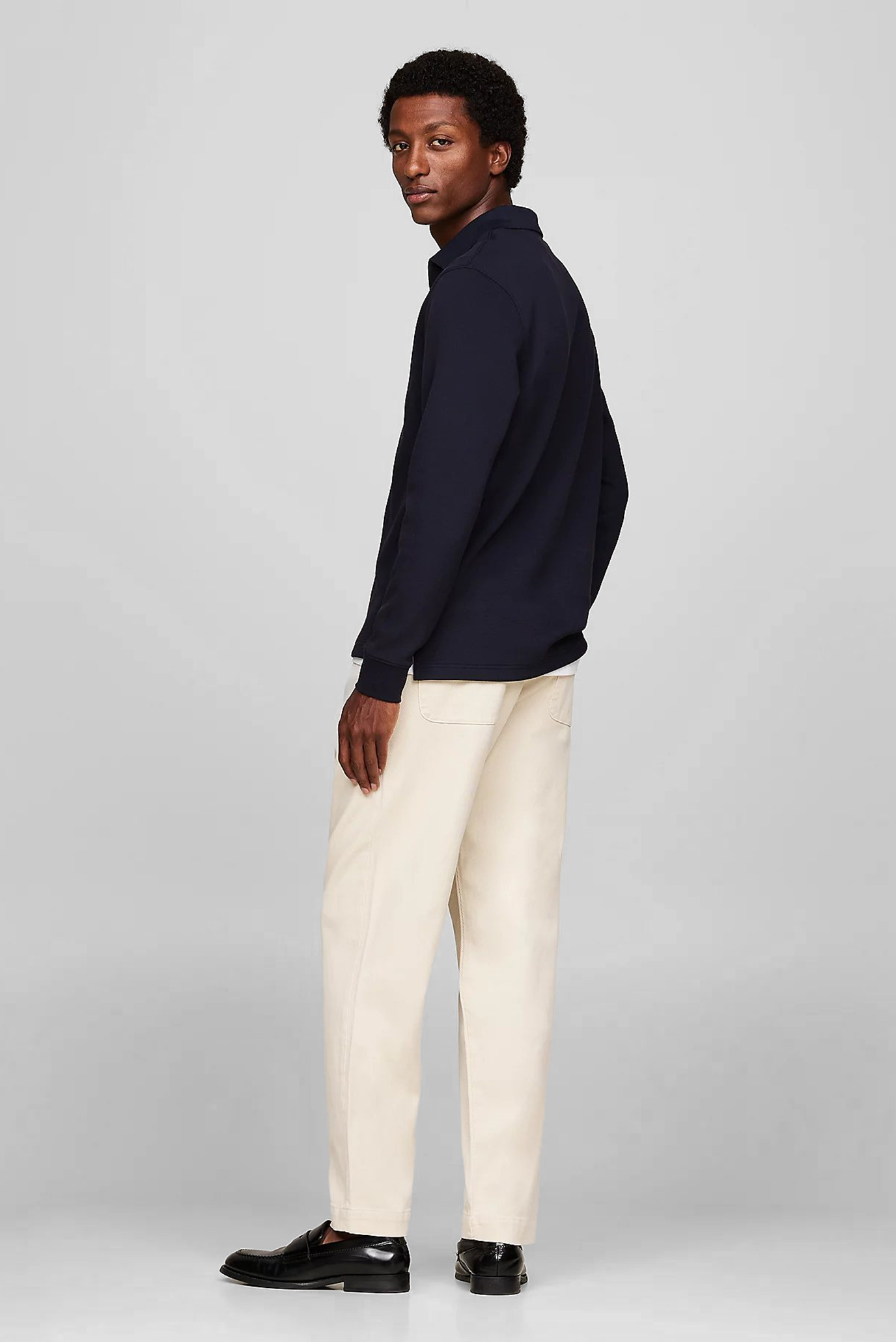 Мужское темно-синее поло L S TEXTURED ZIP REG POLO 3