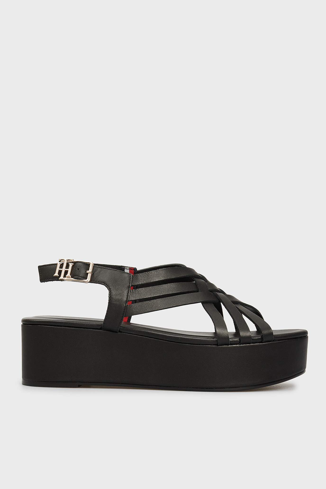 Женские черные кожаные босоножки FEMININE LEATHER FLATFORM 6