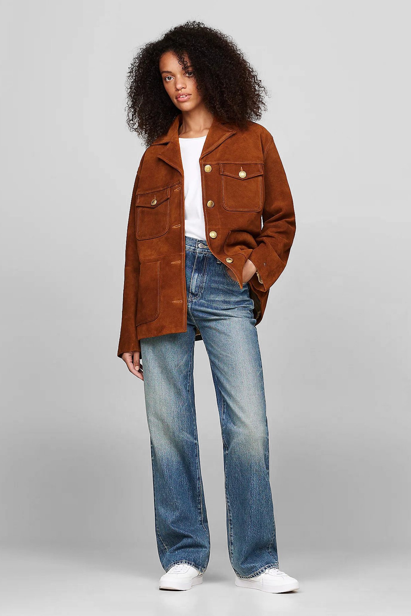 Женская рыжая замшевая куртка MD SUEDE AMERICANA 2