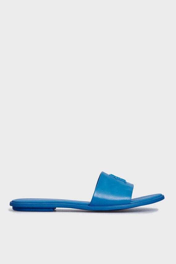 Женские синие кожаные слайдеры TH POP MULE