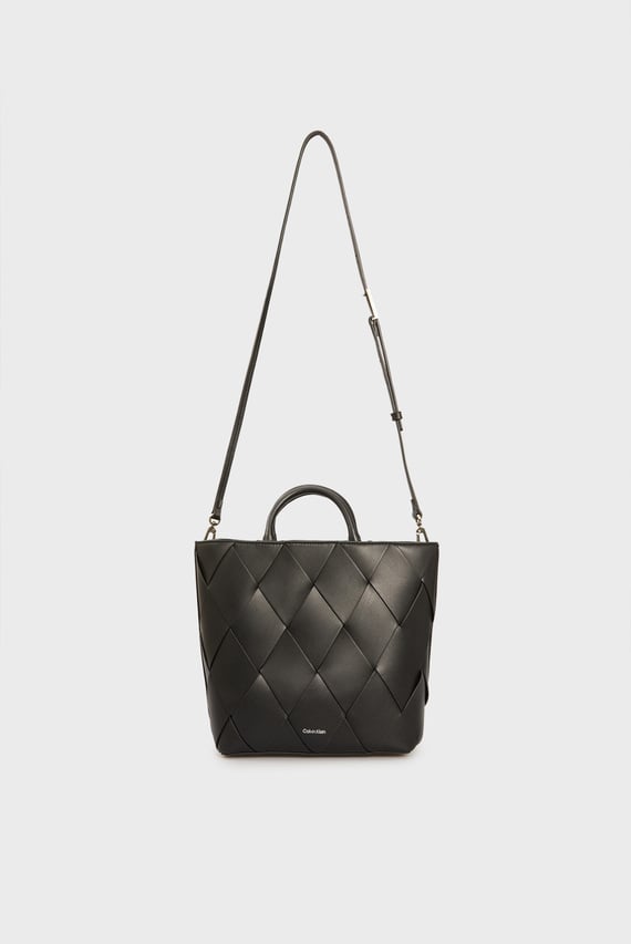 Женская черная сумка CK WOVEN MEDIUM TOTE