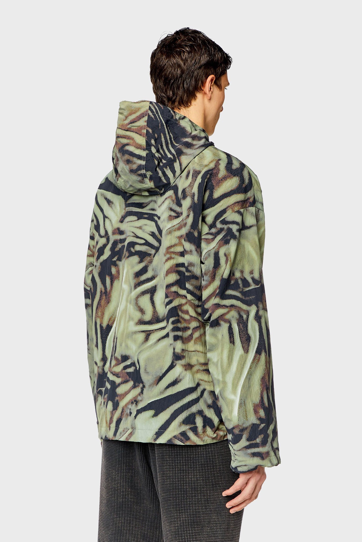 Мужская зеленая ветровка с узором J-LEOPOLD-ZEBRA Diesel A13376 0SIAK ...