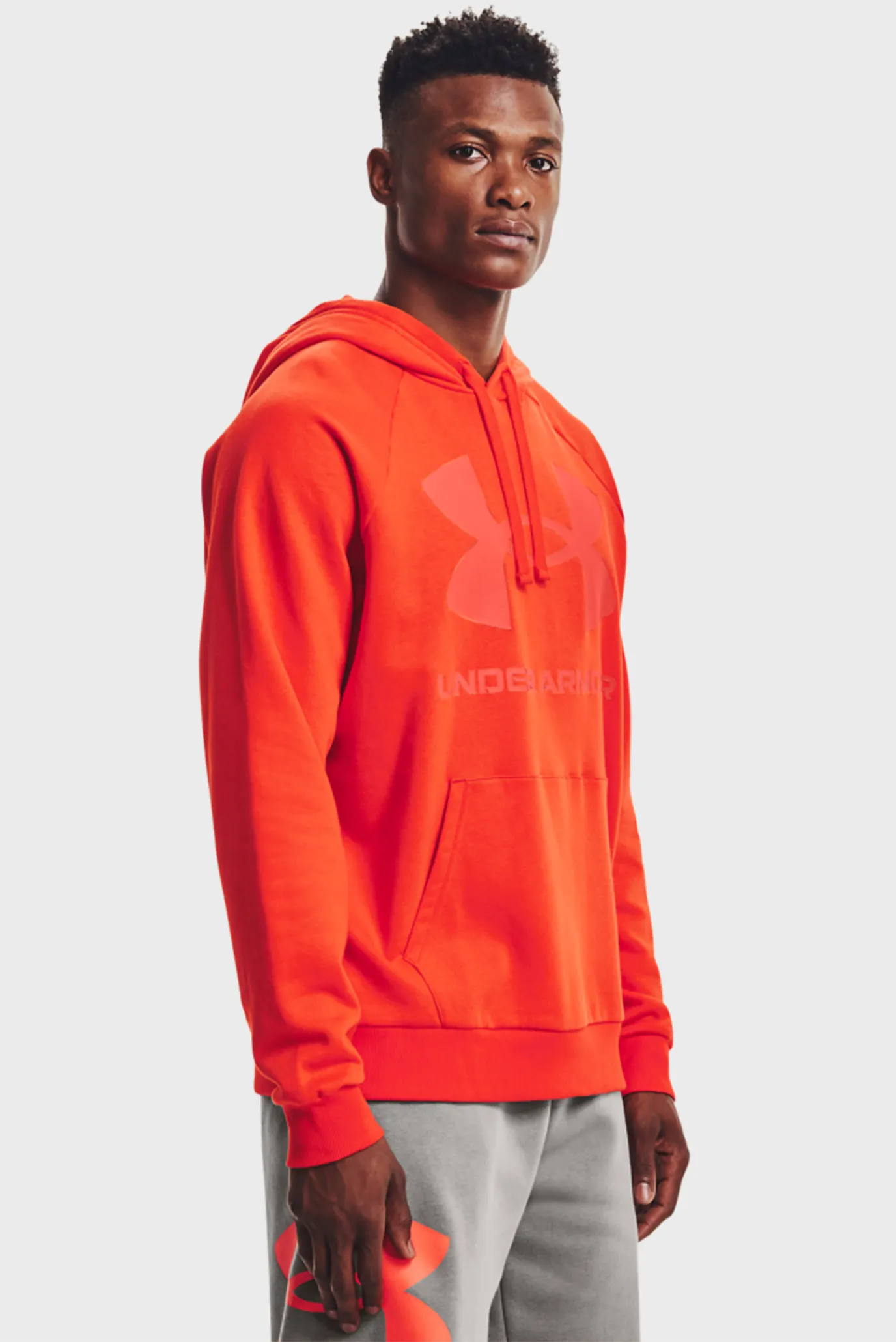 Мужское оранжевое худи UA Rival Fleece Big Logo HD 7