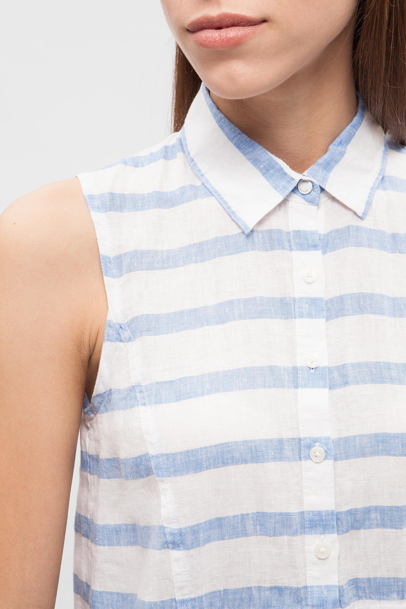 Женская белая блуза в полоску 4