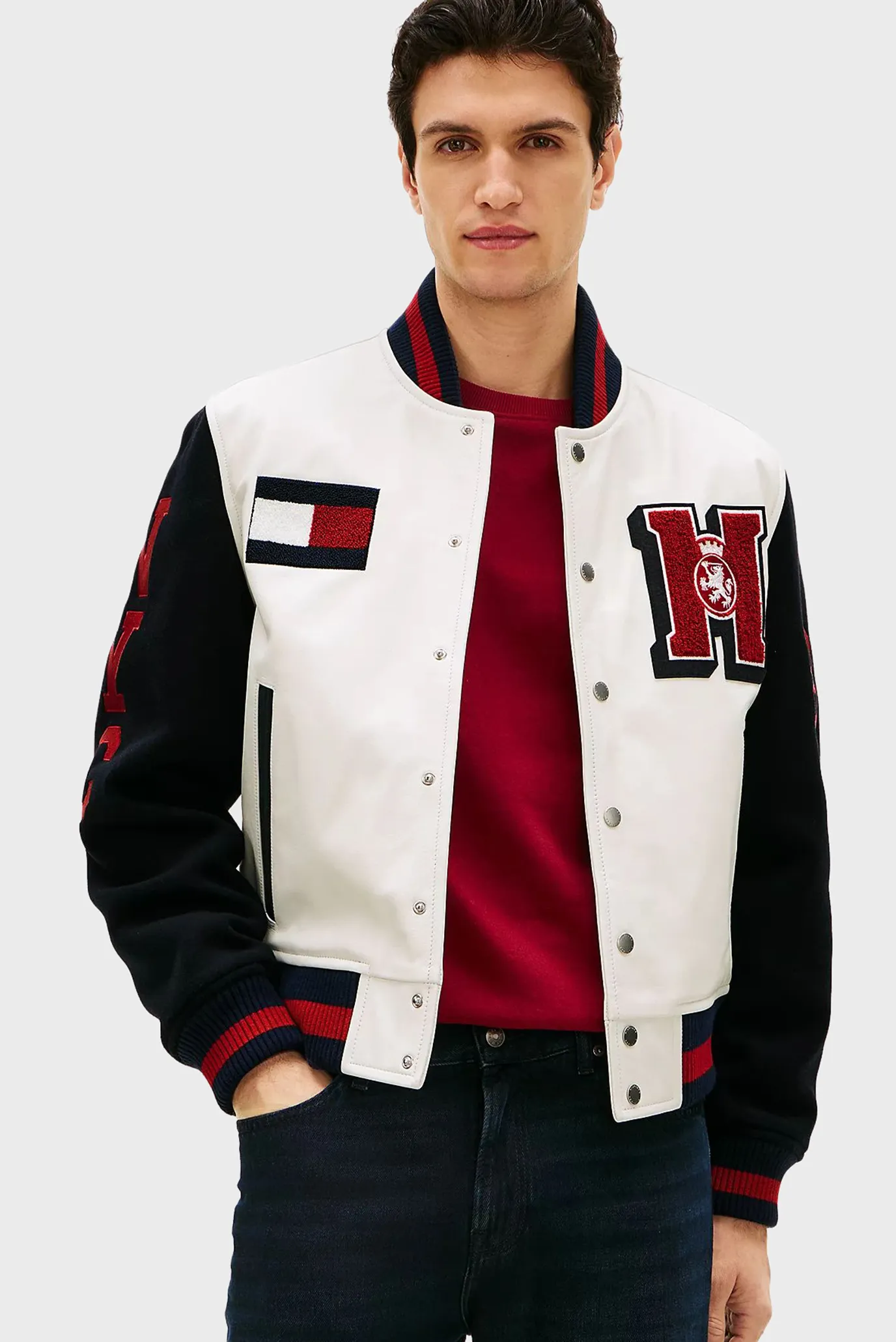 Лонгслив LEATHER VARSITY JACKET 1