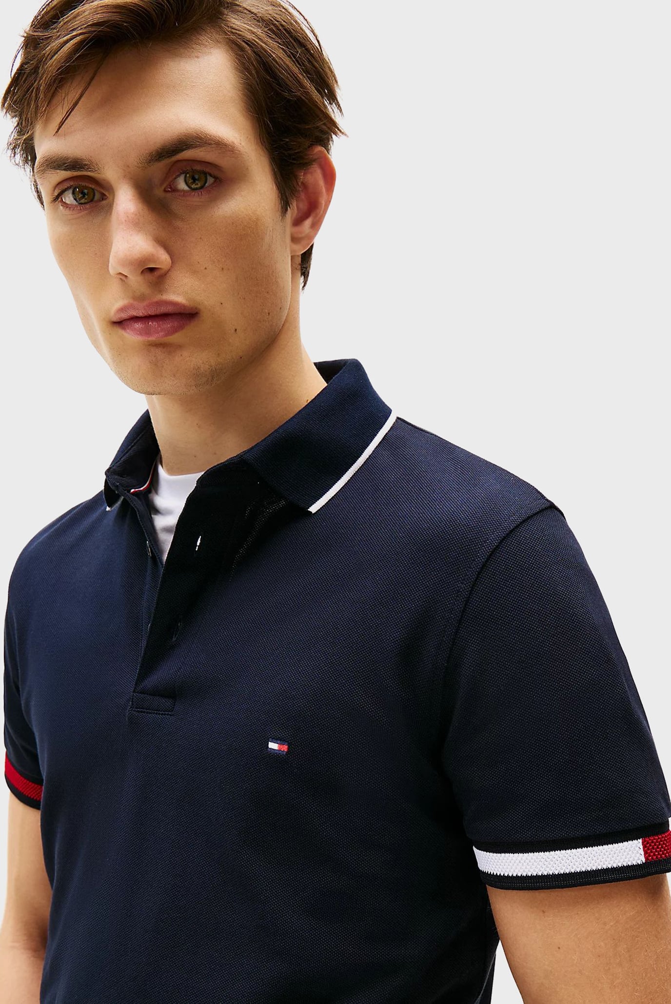 Мужское темно-синее поло FLAG CUFF SLIM FIT 4