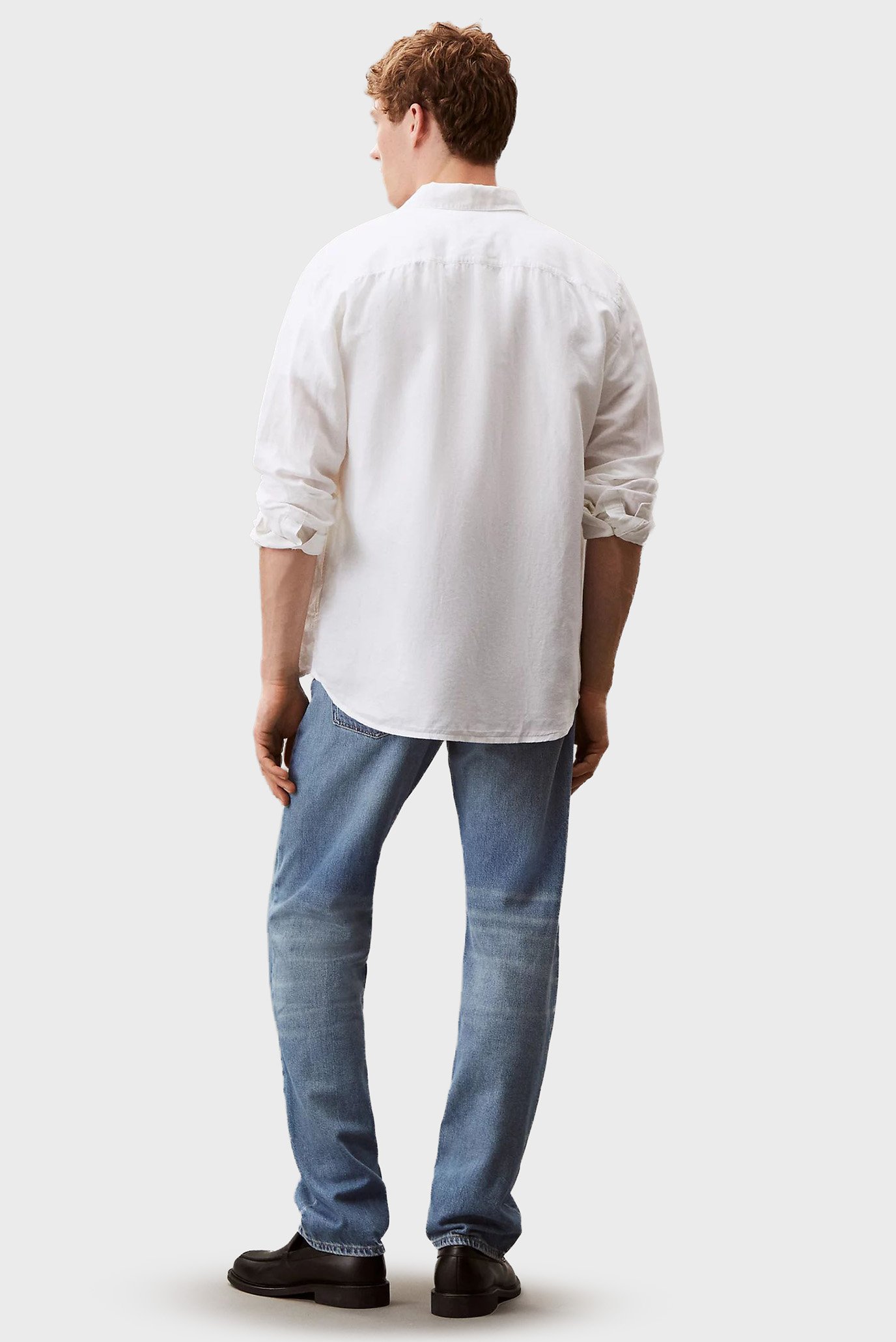 Мужская белая льняная рубашка REGULARCalvin Klein Мужская белая льняная рубашка REGULAR 3