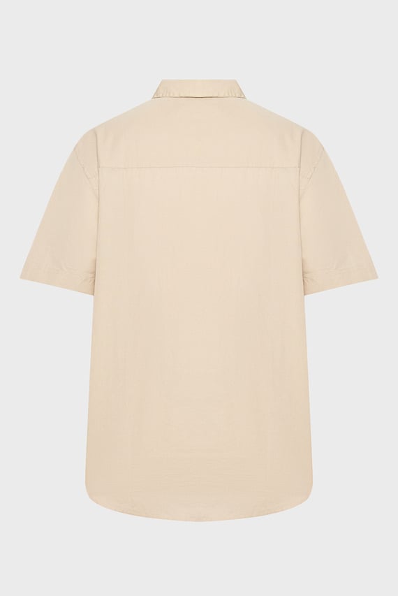 Мужская бежевая льняная рубашка LINEN COTTON S S SHIRT