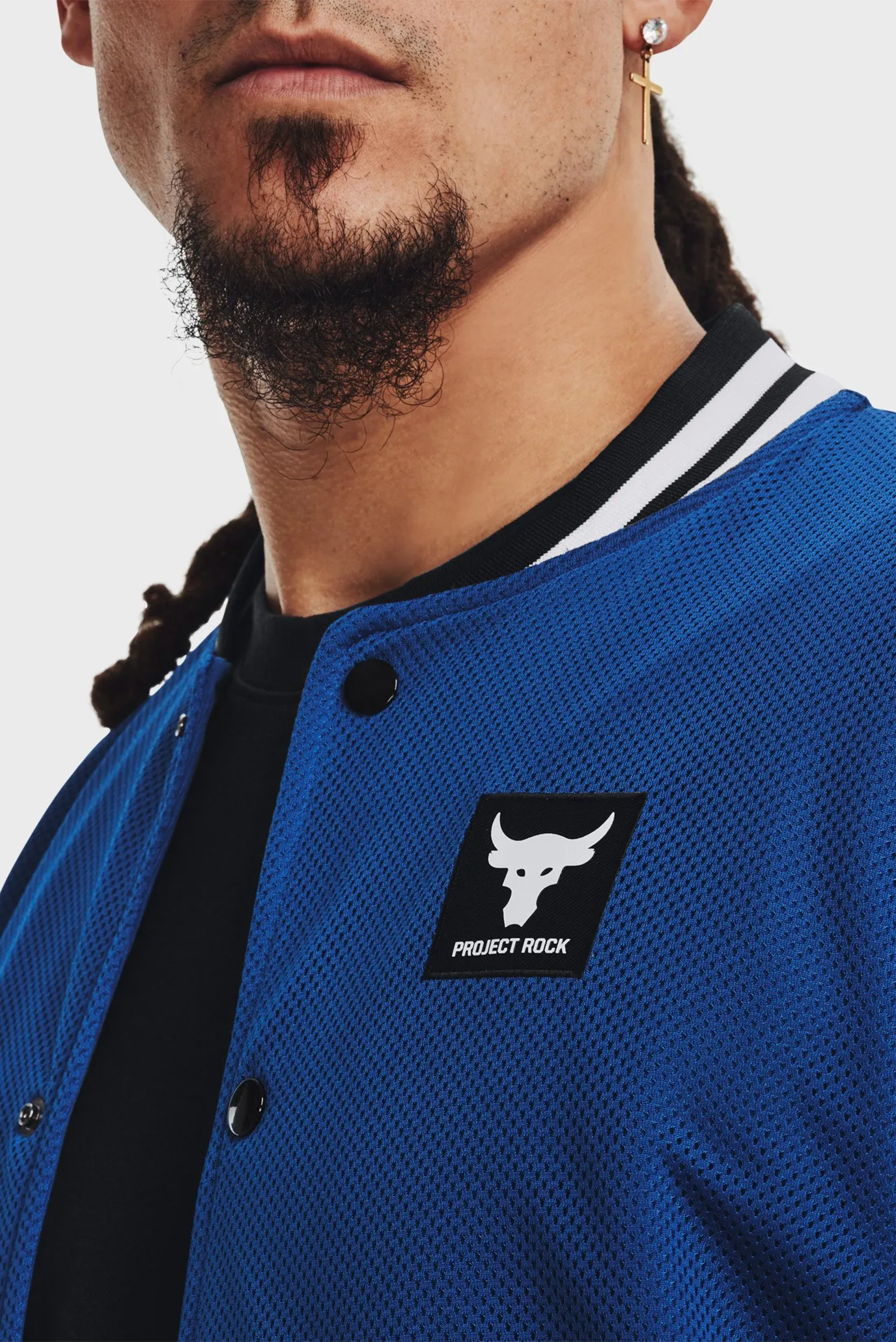 Мужской синий бомбер Pjt Rock Mesh Varsity Jacket 4