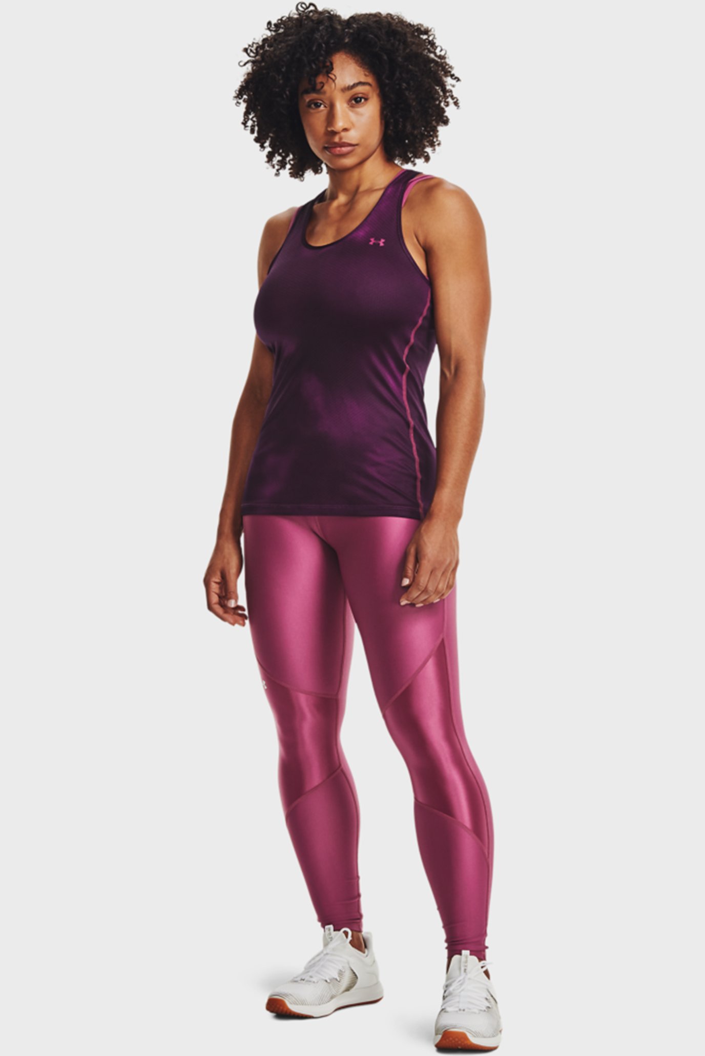 Женские розовые тайтсы UA HG Armour Shine Leg NS-PNK 2