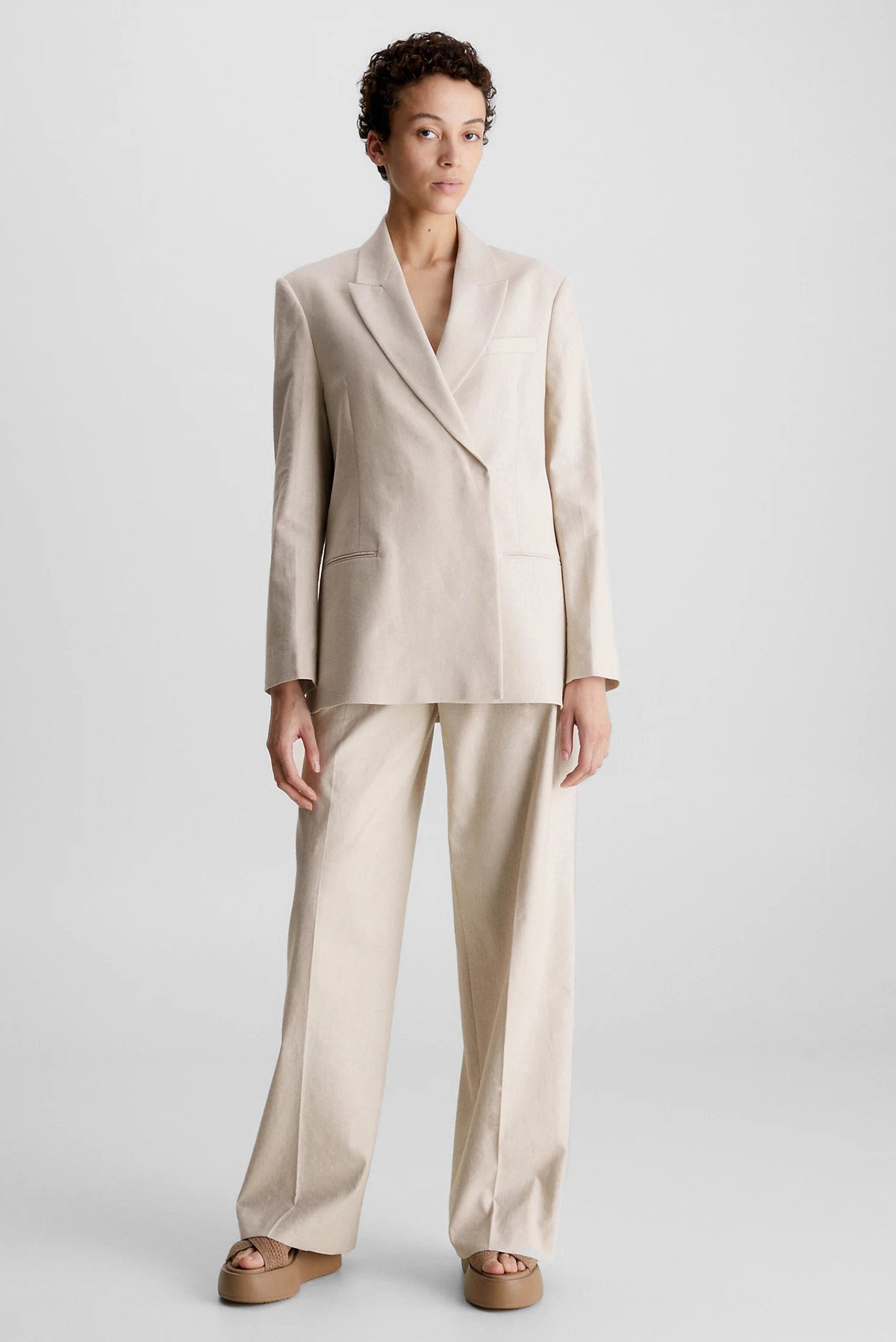 Женский белый льняной жакет 7