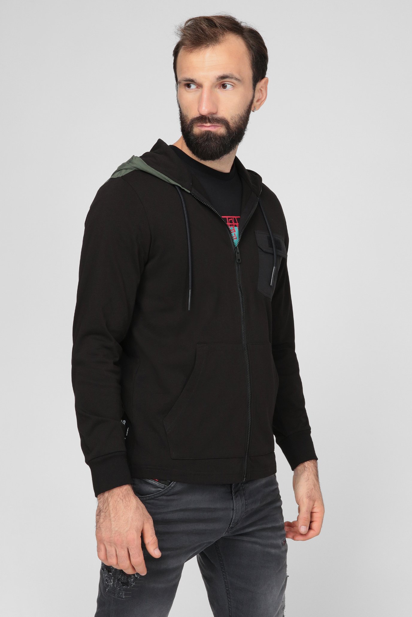 Мужское черное худи T-ARMIEL 8