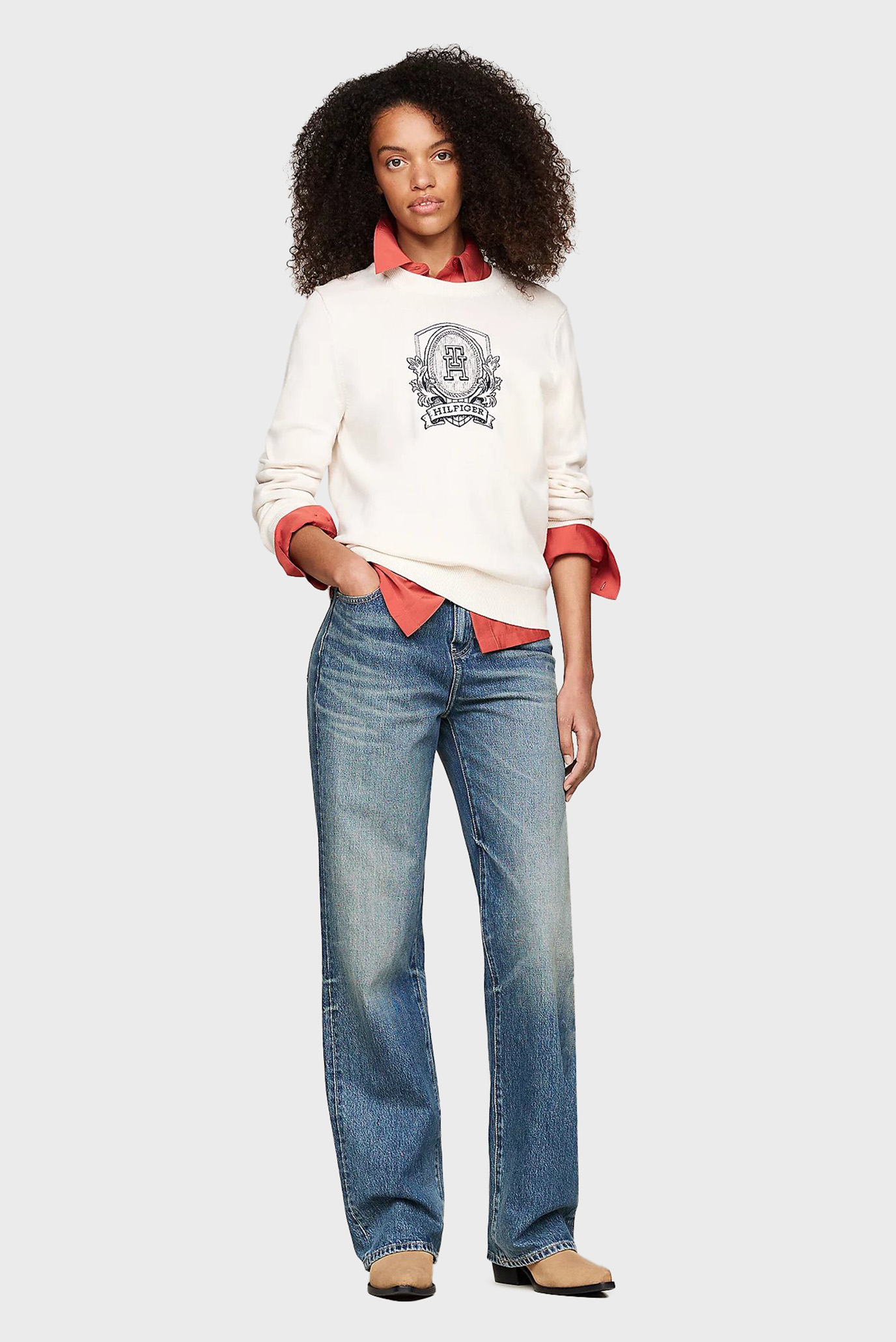 Женский белый джемпер CREST GRAPHIC C-NK 2