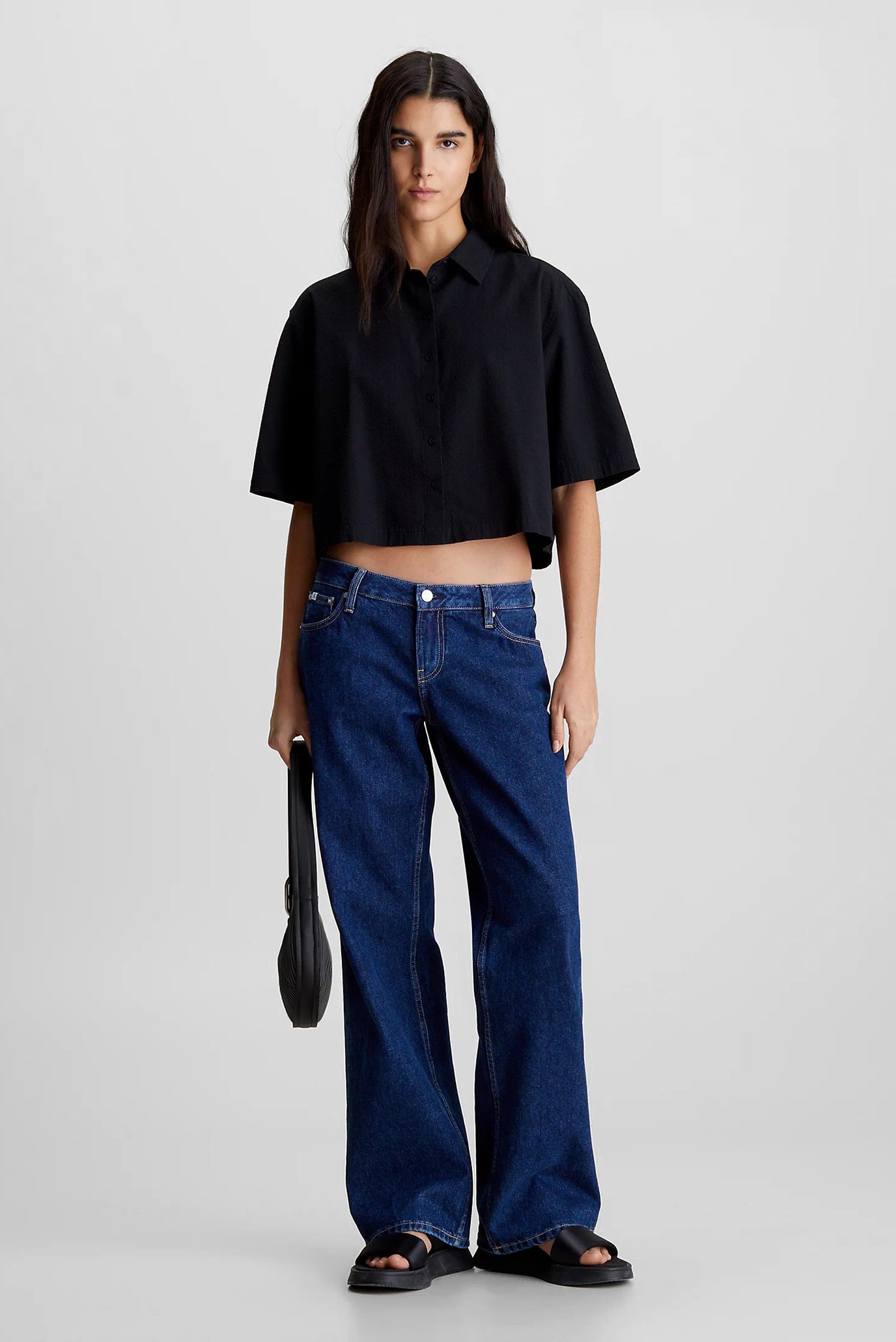 Женская черная рубашка BACK DETAIL SEERSUCKER 3