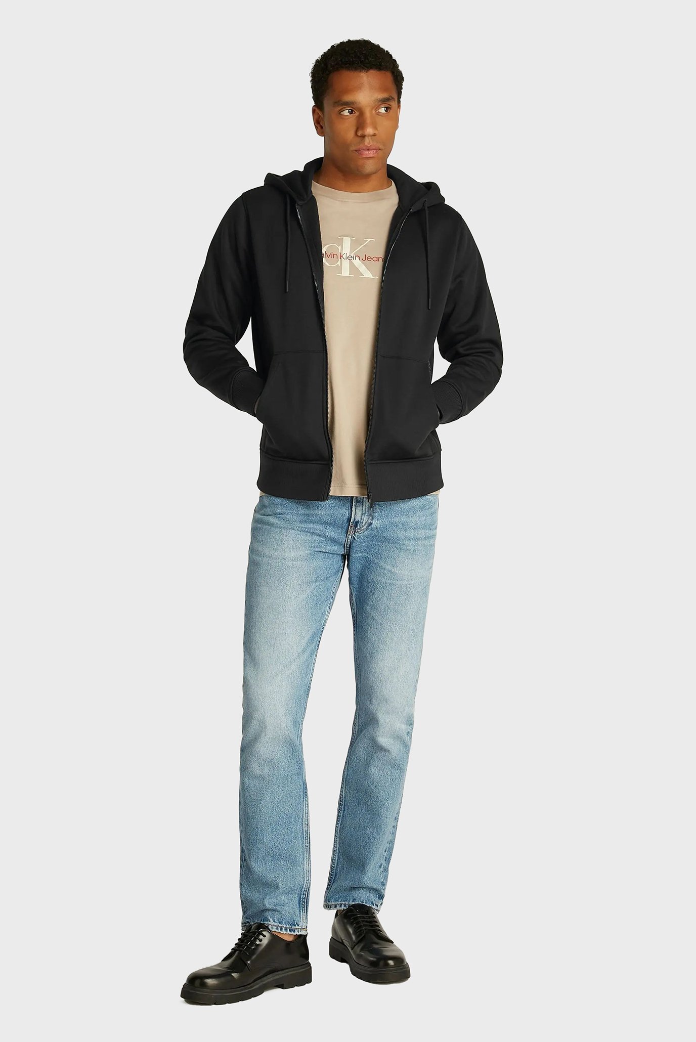 Мужское черное худи LOGO TAPE ZIP THROUGH HOODIE 2