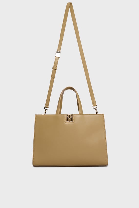 Женская бежевая сумка TH RESET SATCHEL
