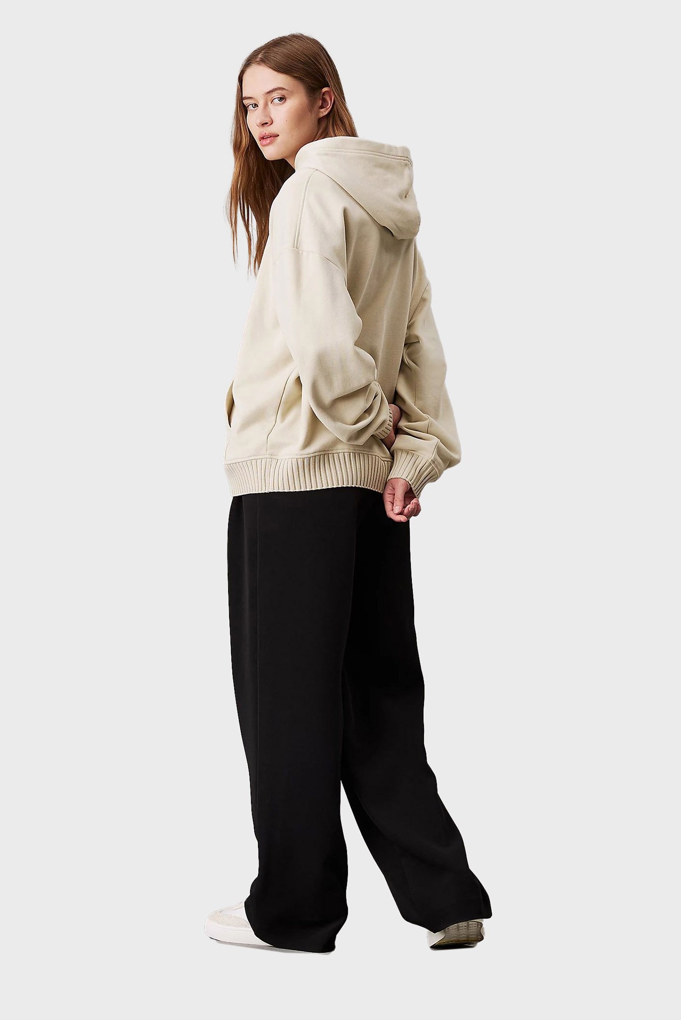 Женское бежевое худи WOVEN LABEL PEACHED 3