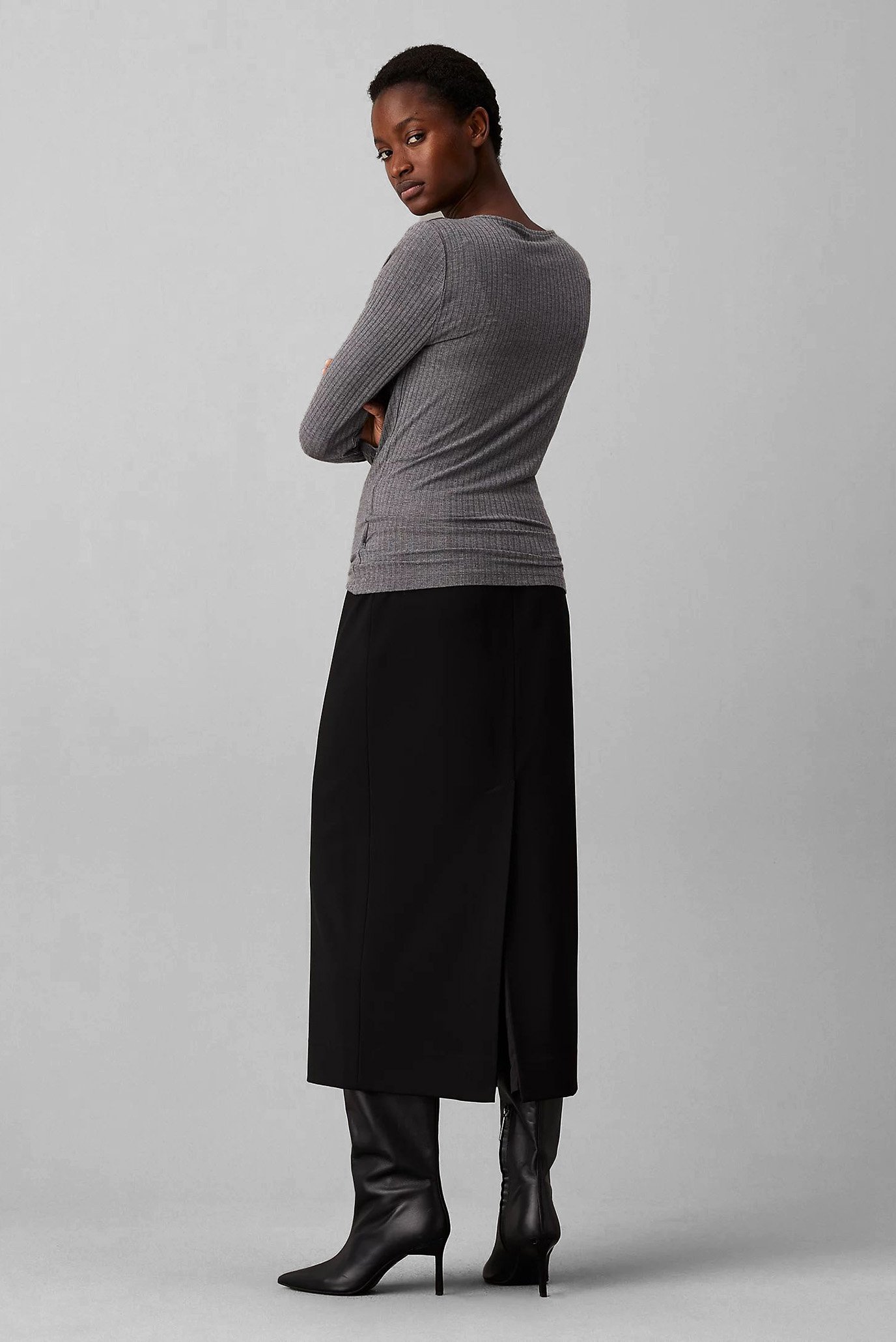 Лонгслив MELANGE JERSEY RIB COWL-NECK TOP 2